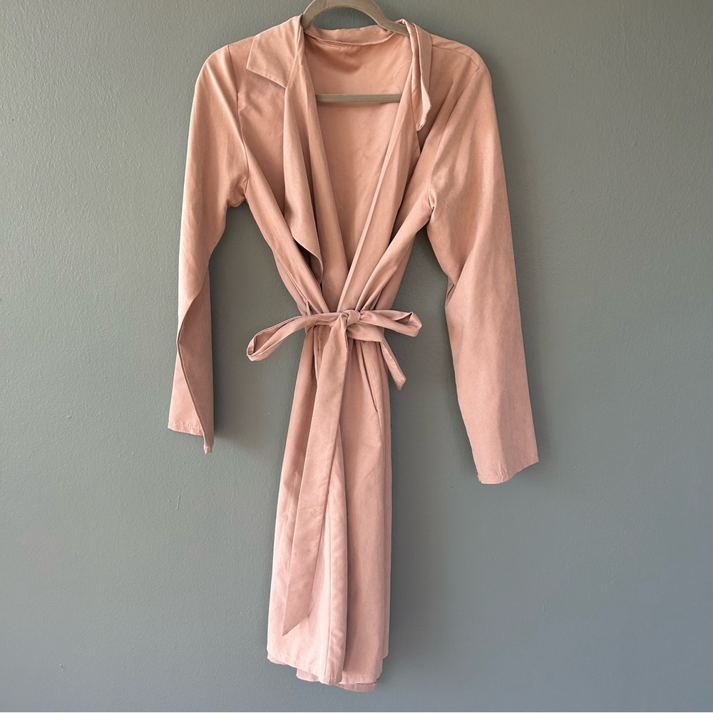 Women’s Wrap Coat Blush Pink Light Trench Coat Size Medium